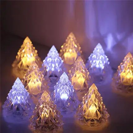 Night Light Crystal Mini Christmas Tree Light Flameless LED